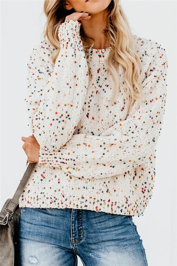 RadyRin Candy Dots Cozy Knitted Sweater for All Seasons