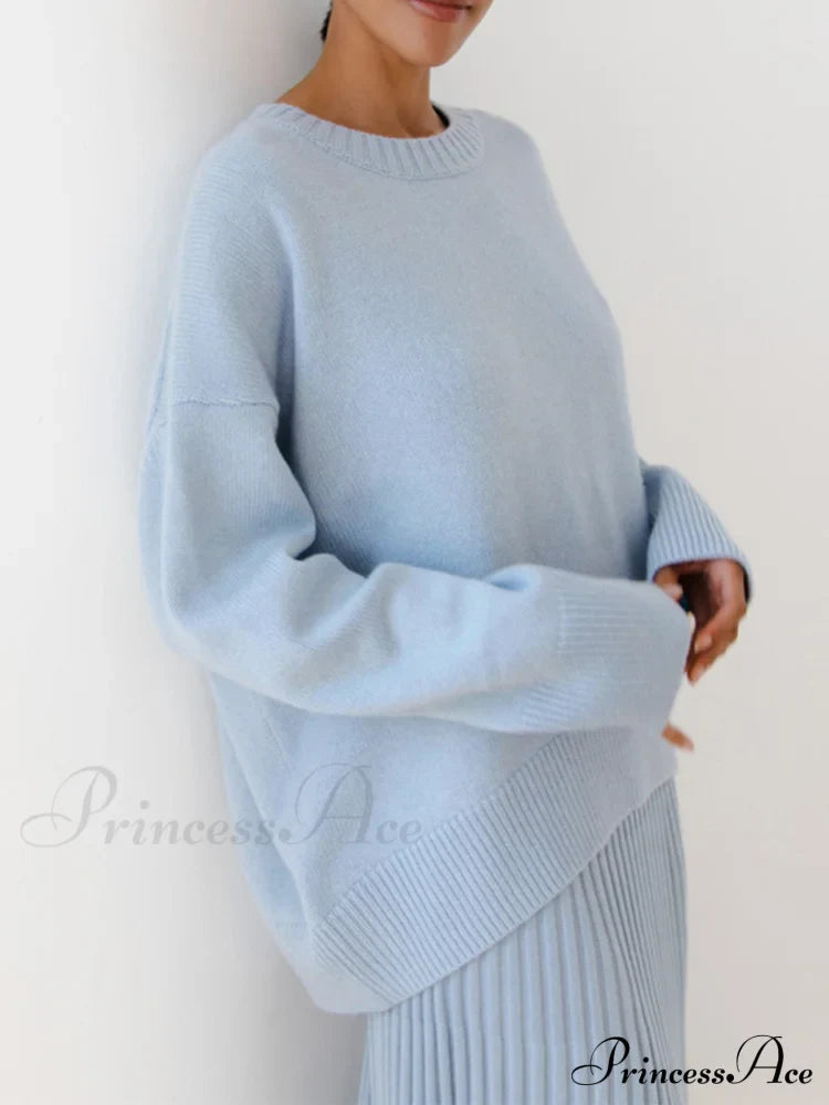 Candyfloss Oversized Graceful Pullover Sweater Lightblue / Xs Sweaters-L