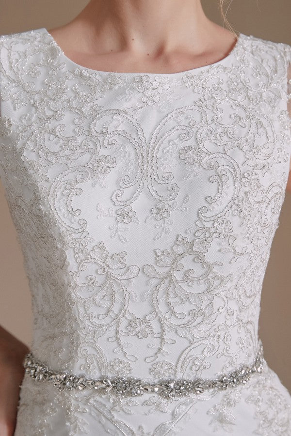 Cap Sleeves Mermaid Lace Wedding Dress Long - Fashionpara