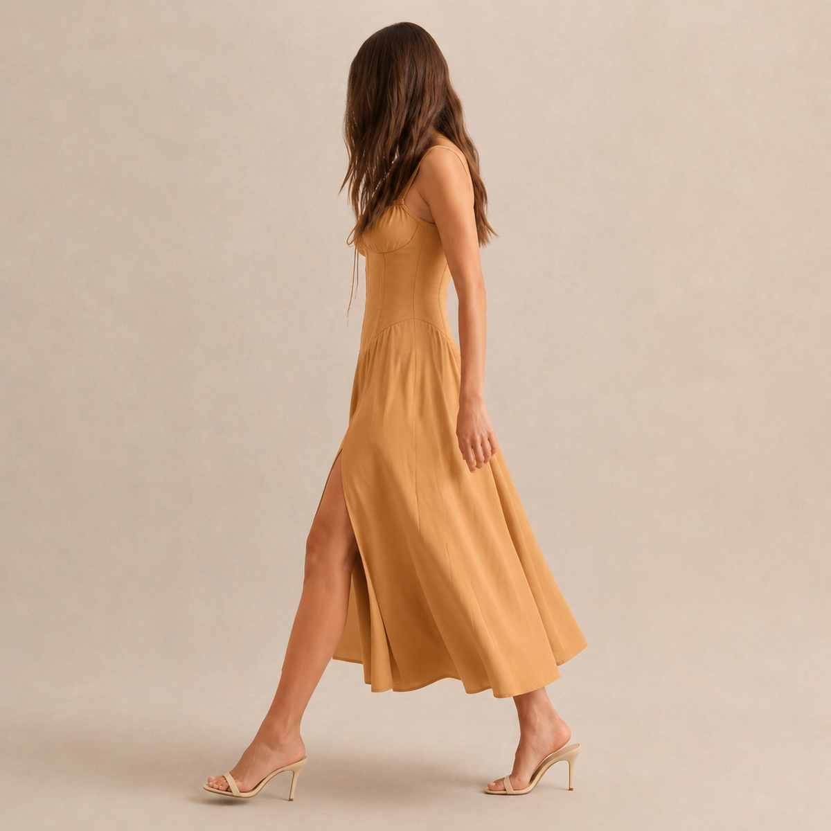Sweetheart Neck Corset Bodice High Split Maxi Dress 24