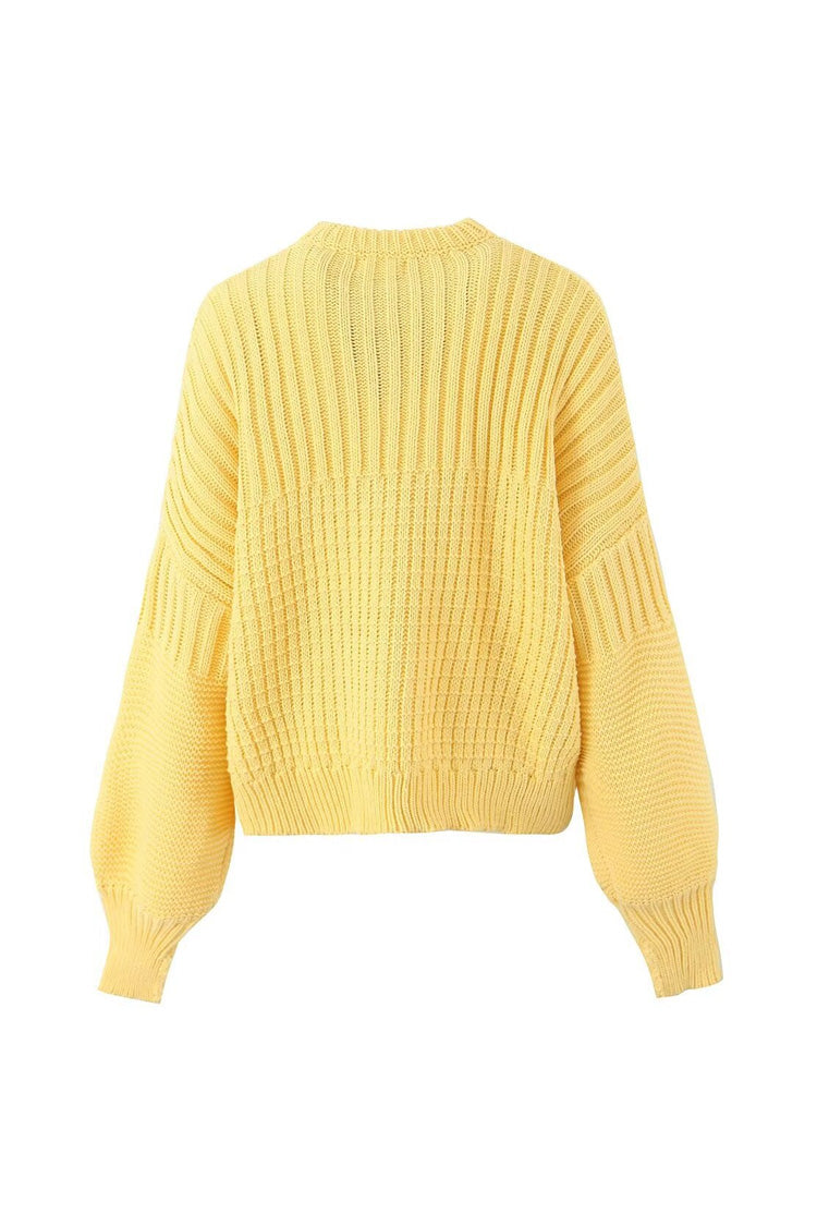 Rosedress Oversized Rib Knit Crew Neck Sweater for Comfort