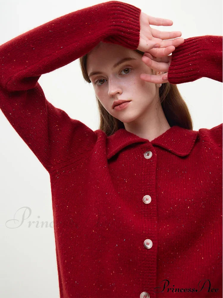 Casual Full Sleeve Loose Layup Knitwear Red Christmas Sweater