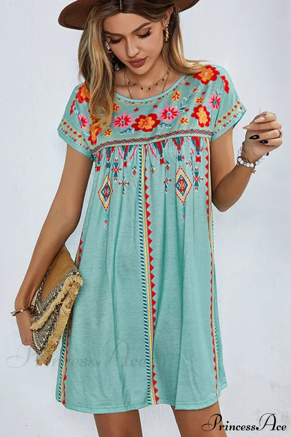 Casual O-neck Cotton Boho Dress