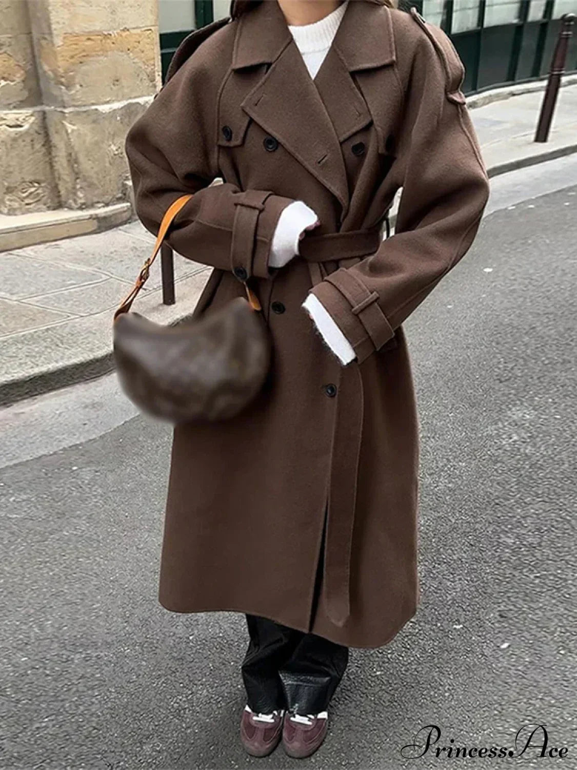 Casual Turn-Down Collar Double-Breasted Overcoat