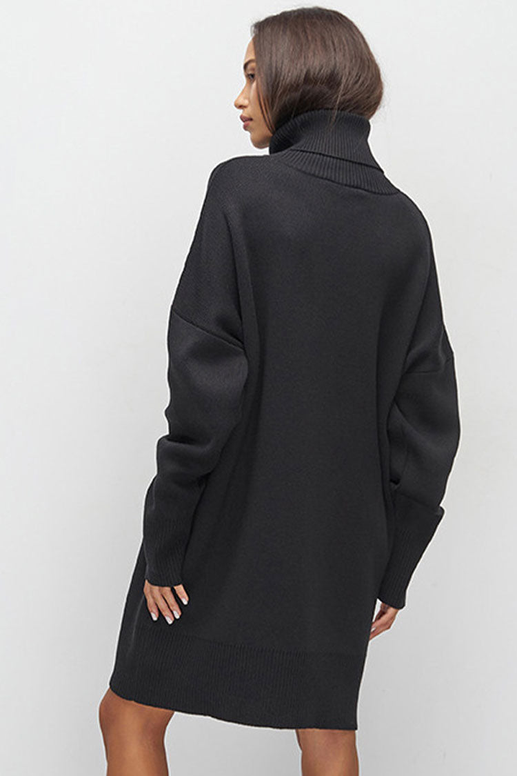 Rosedress Oversized Black Turtleneck Winter Mini Dress