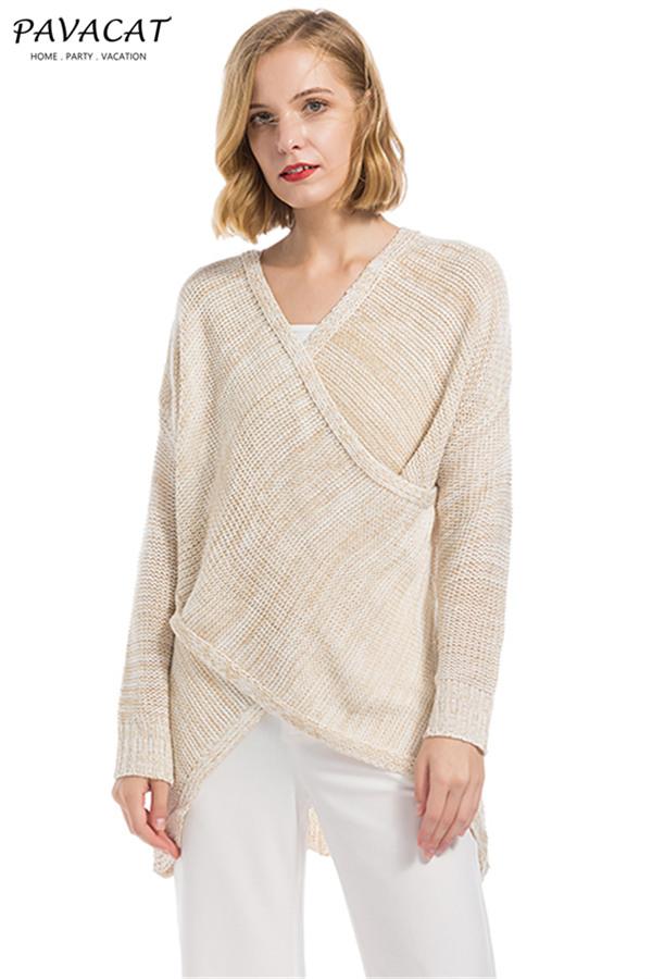 RadyRin Casual V Neck Cross Sweater for Effortless Style