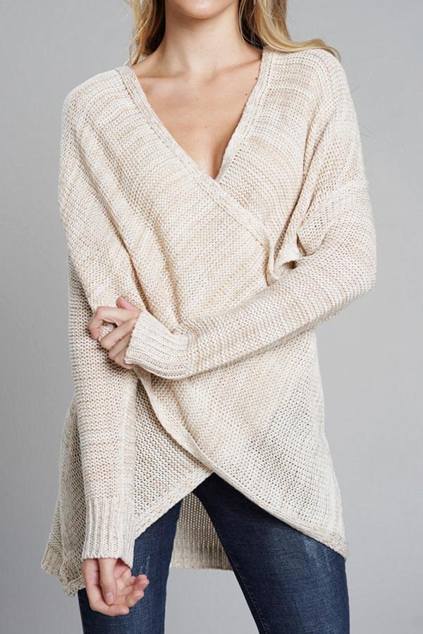 RadyRin Casual V Neck Cross Sweater for Effortless Style