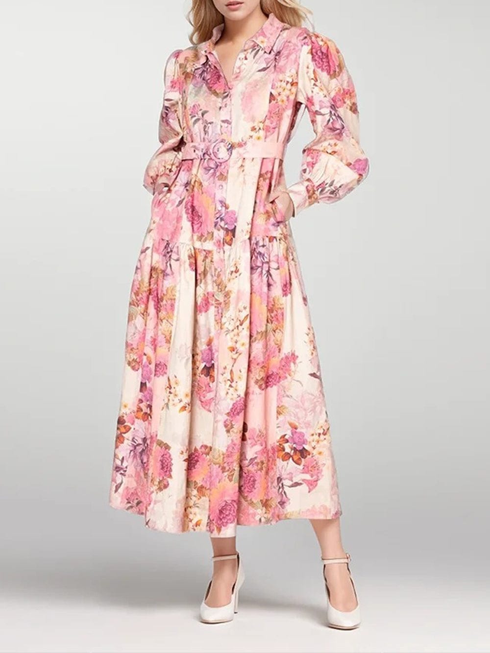 Belt Midi Dress - Fashionpara