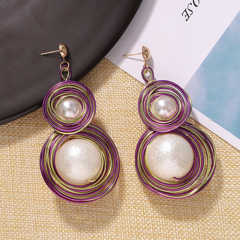 Copper Wirewound Hoop Earrings