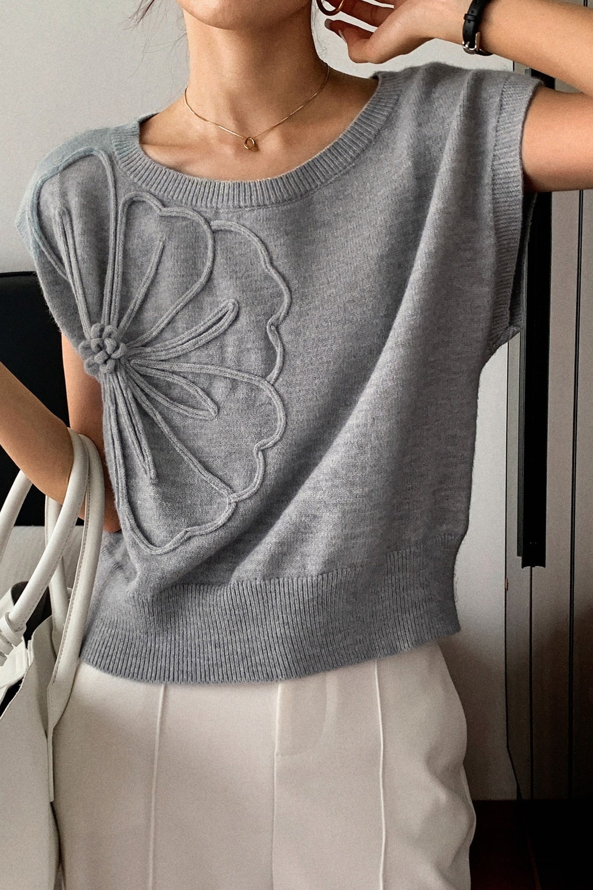 Casual Short Sleeve Knit Sweater