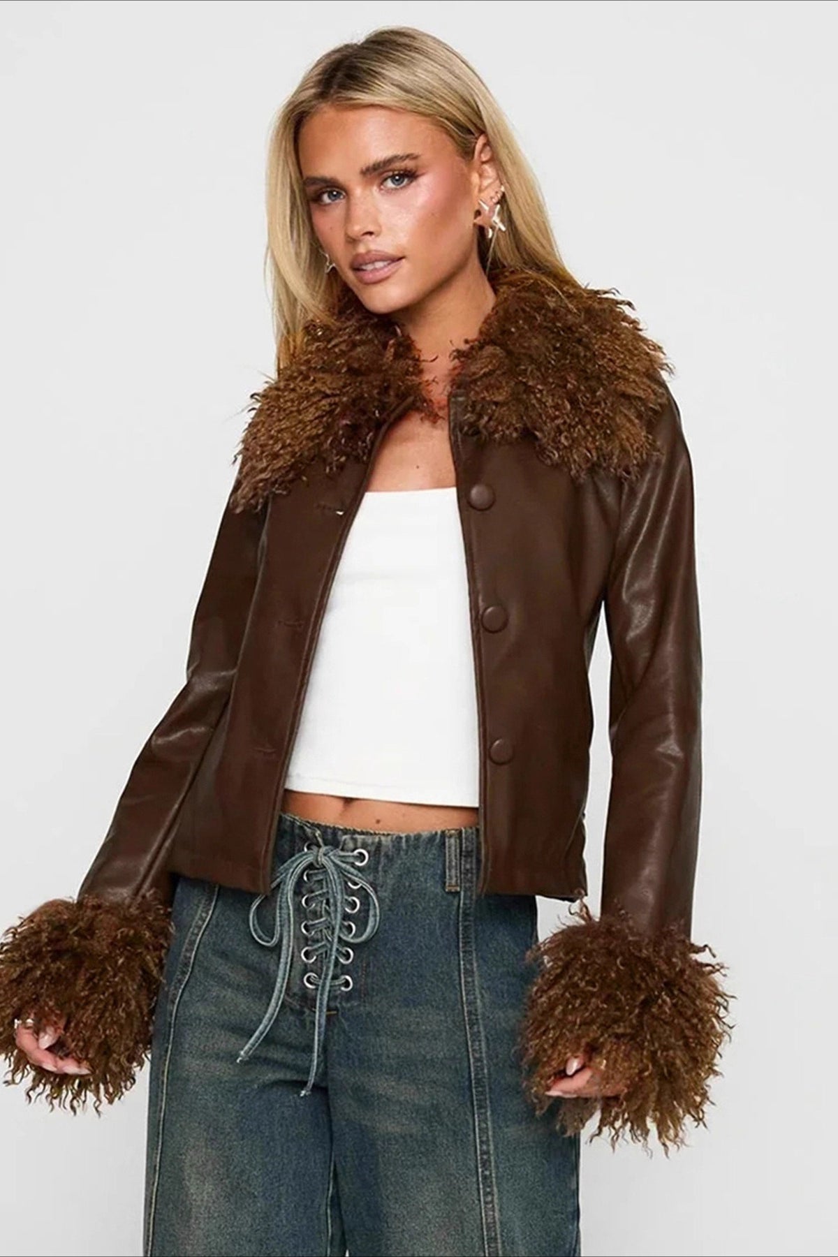 Slim Fit Vintage Leather Coat - Fashionpara