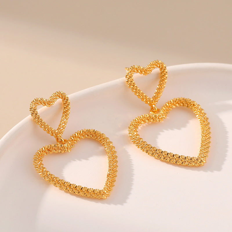 Three-dimensional Hollow Love Earrings