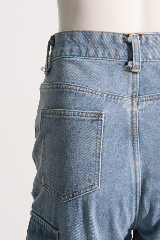 Vintage High Waist Pocket Detail Straight Leg Cargo Pant