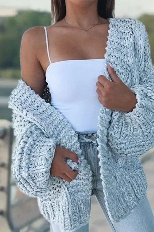Plush Batwing Sleeve Knit Cardigan
