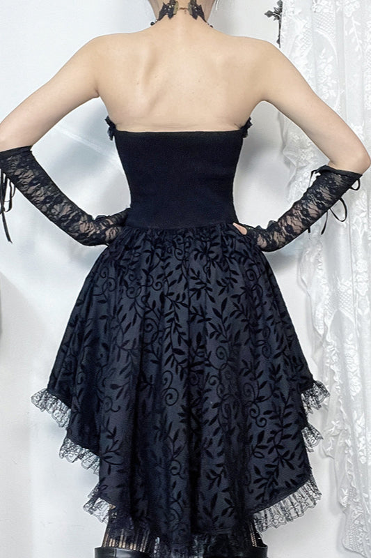 Strapless Train Hem Gothic Dress