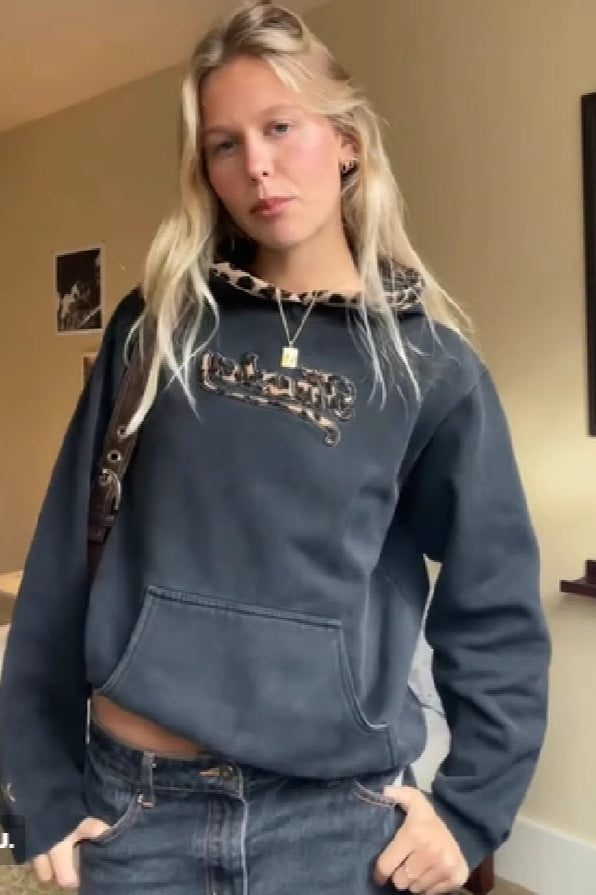 Leopard Print Patchwork Hoodie