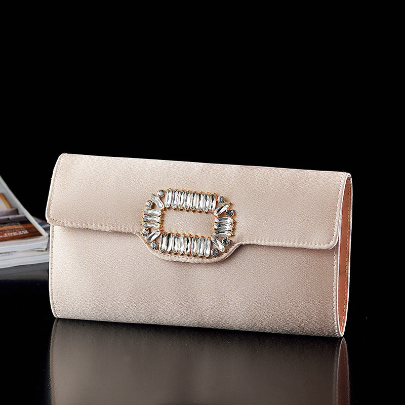 Square buckle satin handbag