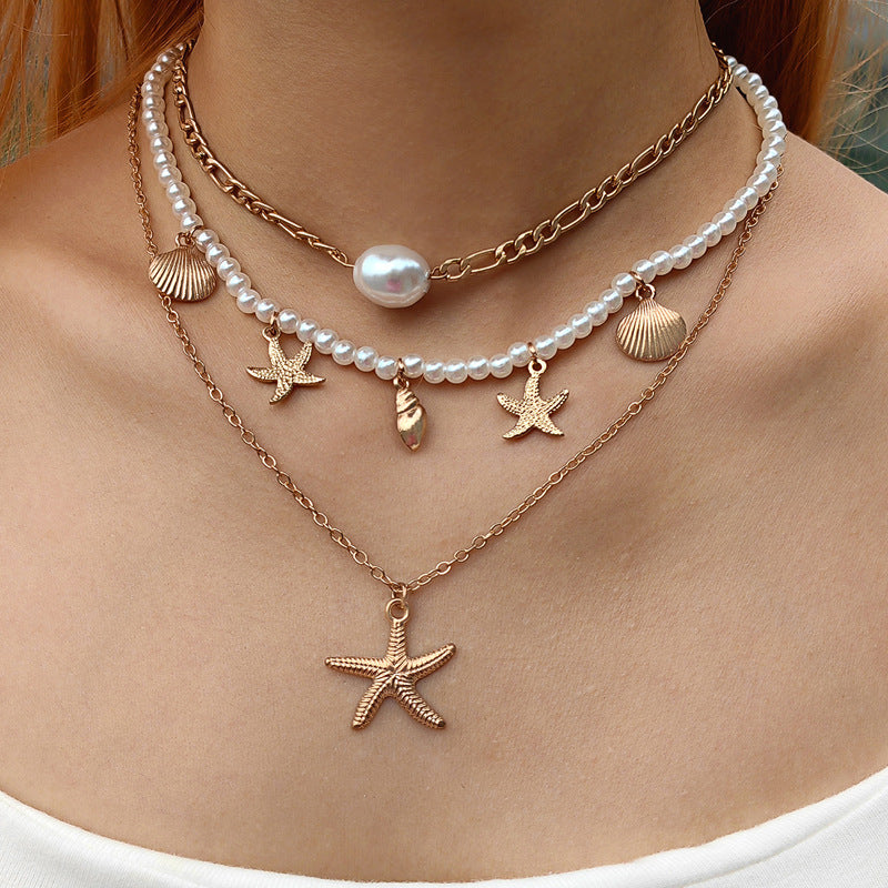 Starfish Shell Multi-layered Necklace
