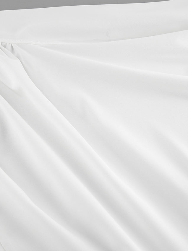 Puff Sleeve Stand Collar White Blouse