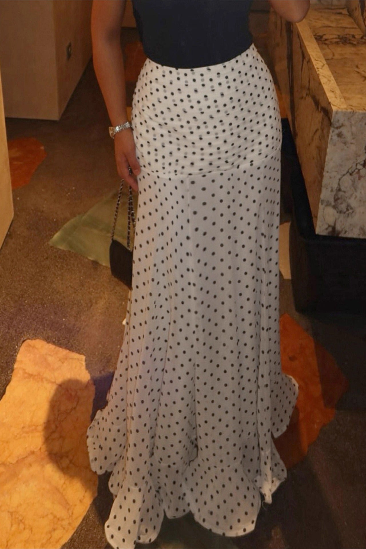 Ruffled Polka Dot Mermaid Skirt - Fashionpara