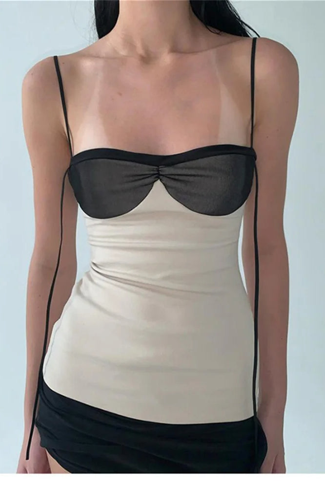 Patchwork Backless Mini Dress