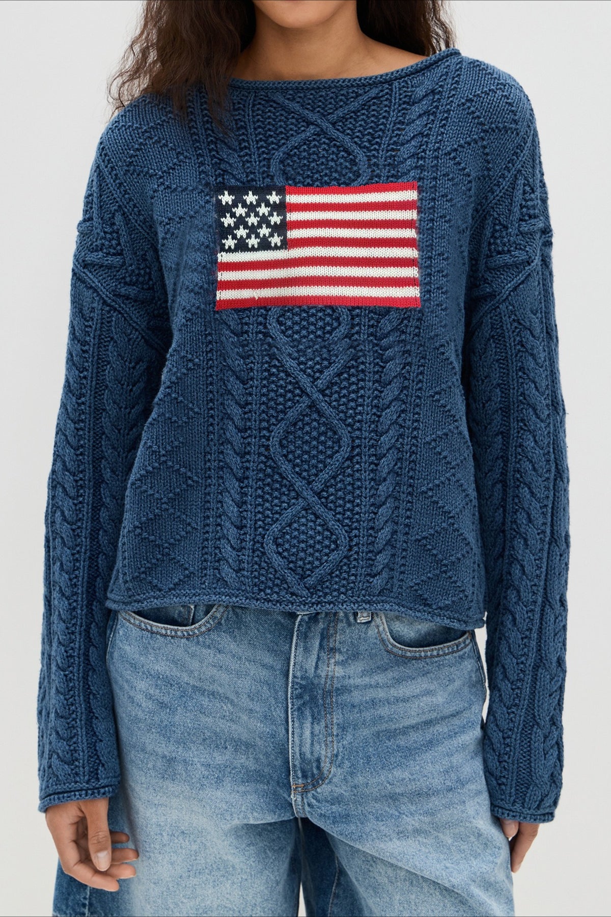 Vintage Loose Knit Flag Blouse