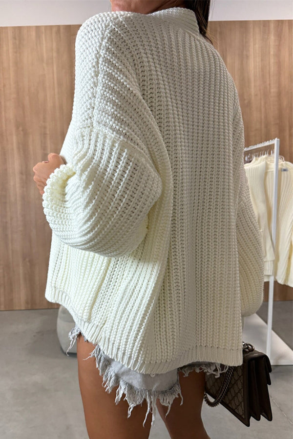 Lady Rin Solid Color V-neck Long-sleeved Cardigan for All