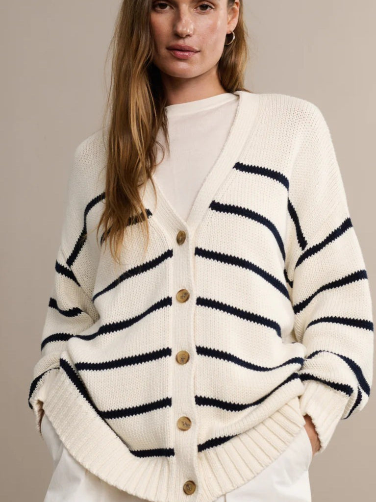 Elegant Striped Loose Knit Cardigan for Effortless Style