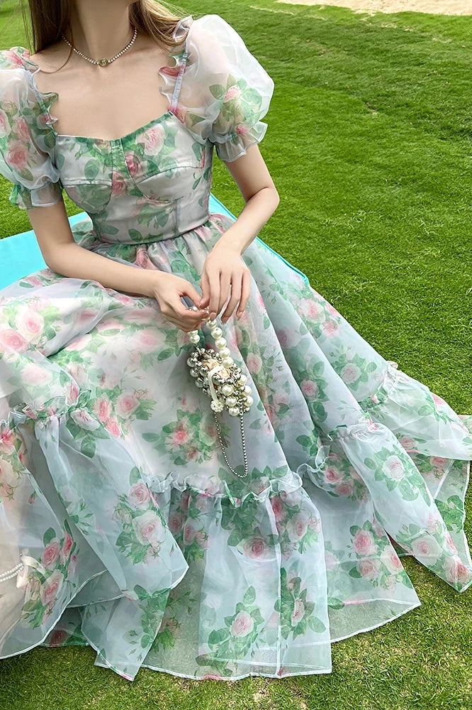 Vintage Evening Maxi Floral Dress