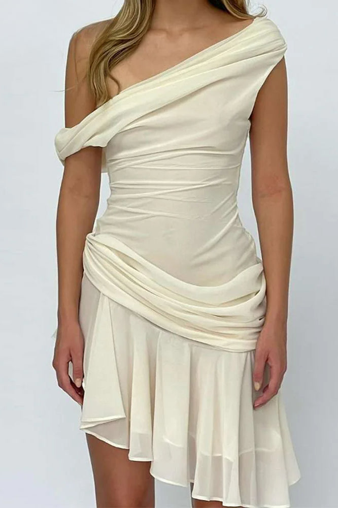 Ruffled Patchwork Bodycon Midi Dress