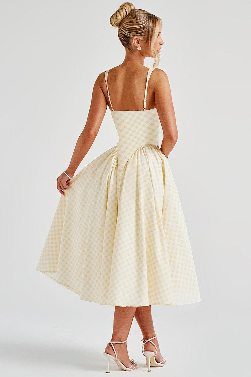 Gingham Backless Slip Birthday Dress