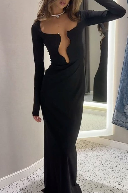 Asymmetrical High Waist Maxi Dress