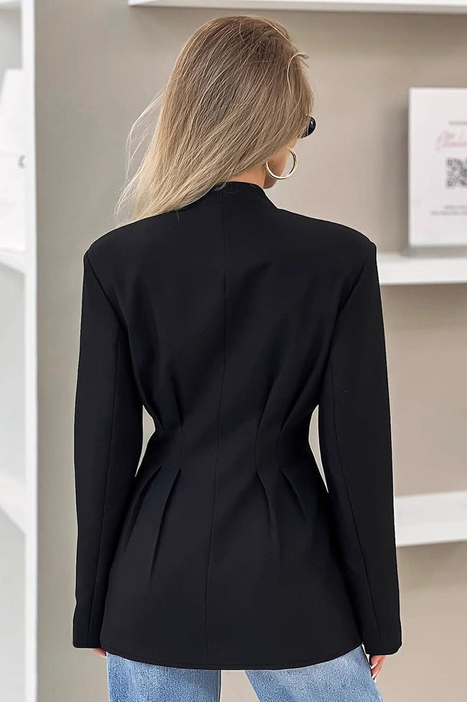 Slim Fit V Neck Blazer Coat - Fashionpara