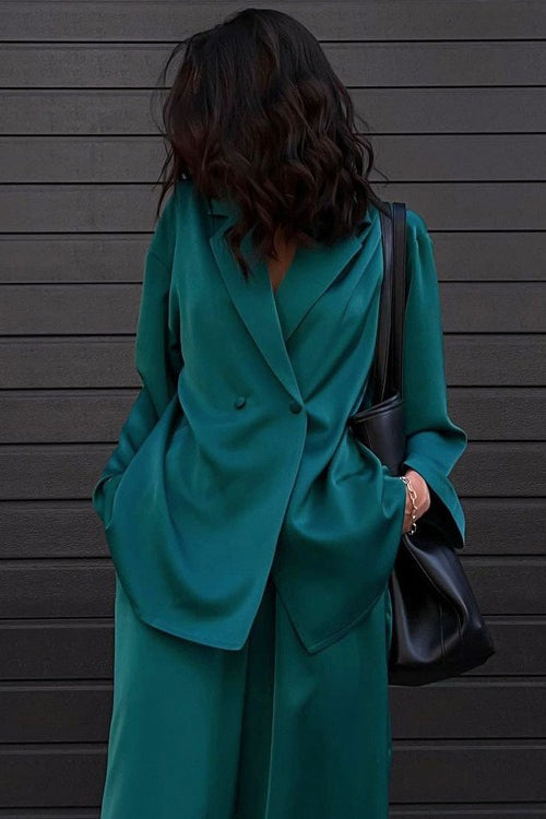 Satin Flowy Office Two Piece Pants Set