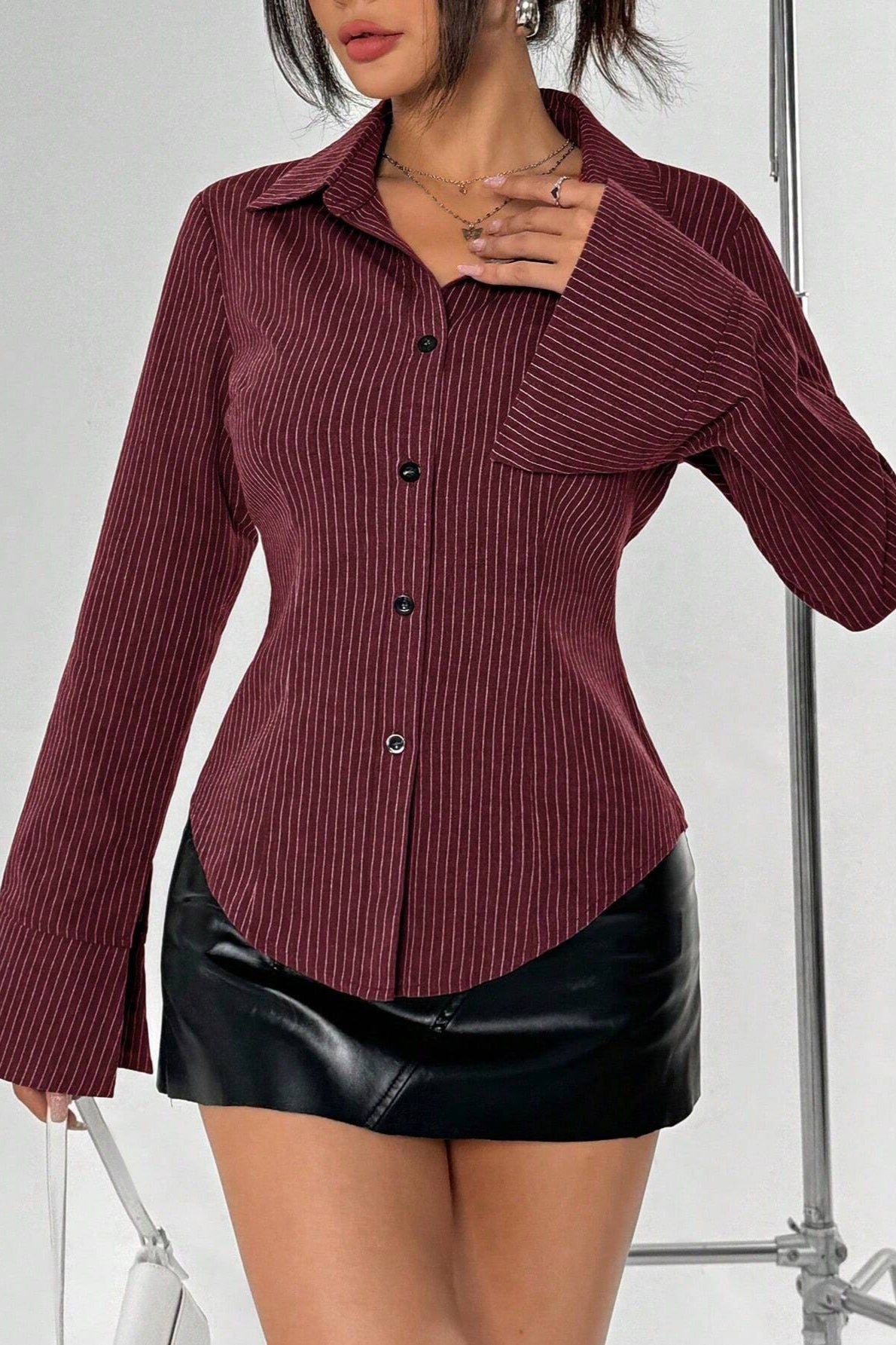 Office Chic Stripe Button Blouse