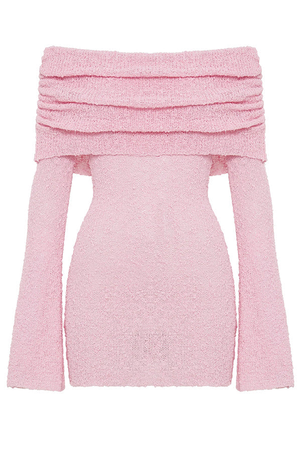 Fashionable and Sexy Off-shoulder Long-sleeved Mini Dress