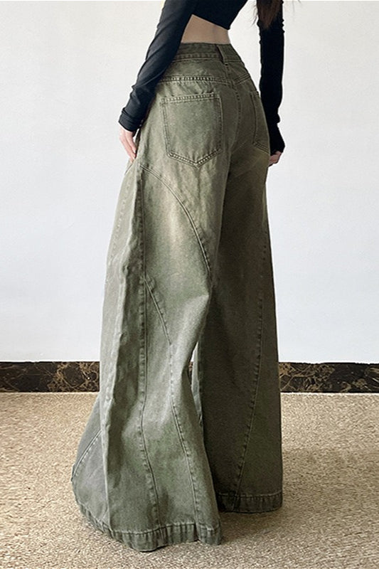 Distressed Bell Bottom Denim Jeans