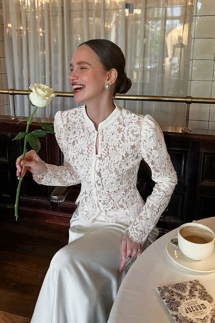 Tailored Mandarin Lace Blouse