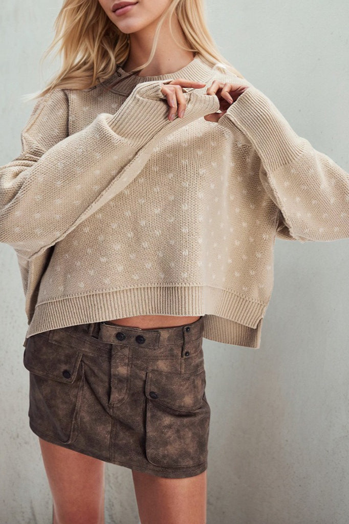 Cropped Butterfly Pattern Sweater