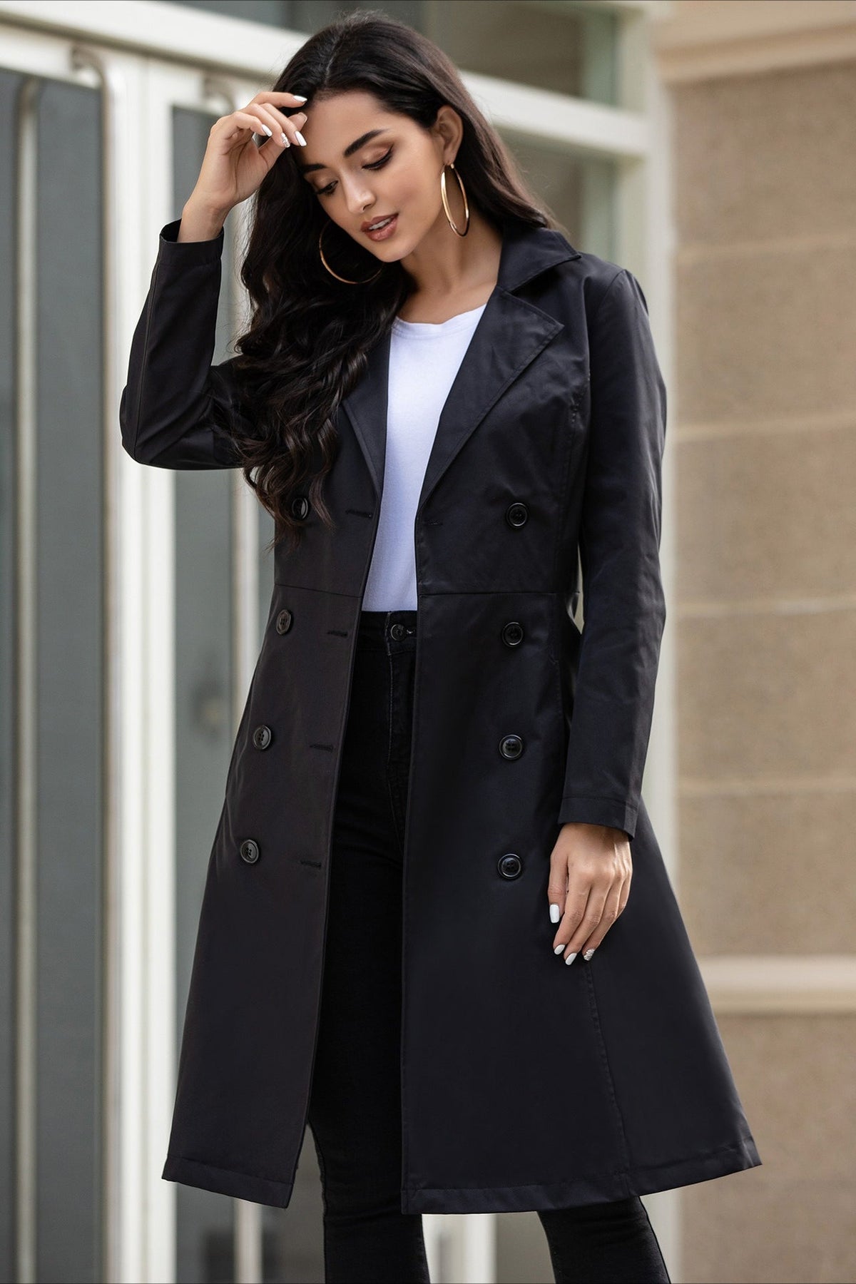 Slim Fit Belted Pocket Midi Overcoat