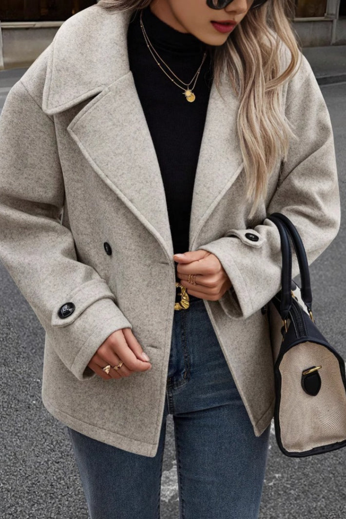 Cropped Wool Blend Oversized Coat - Fashionpara