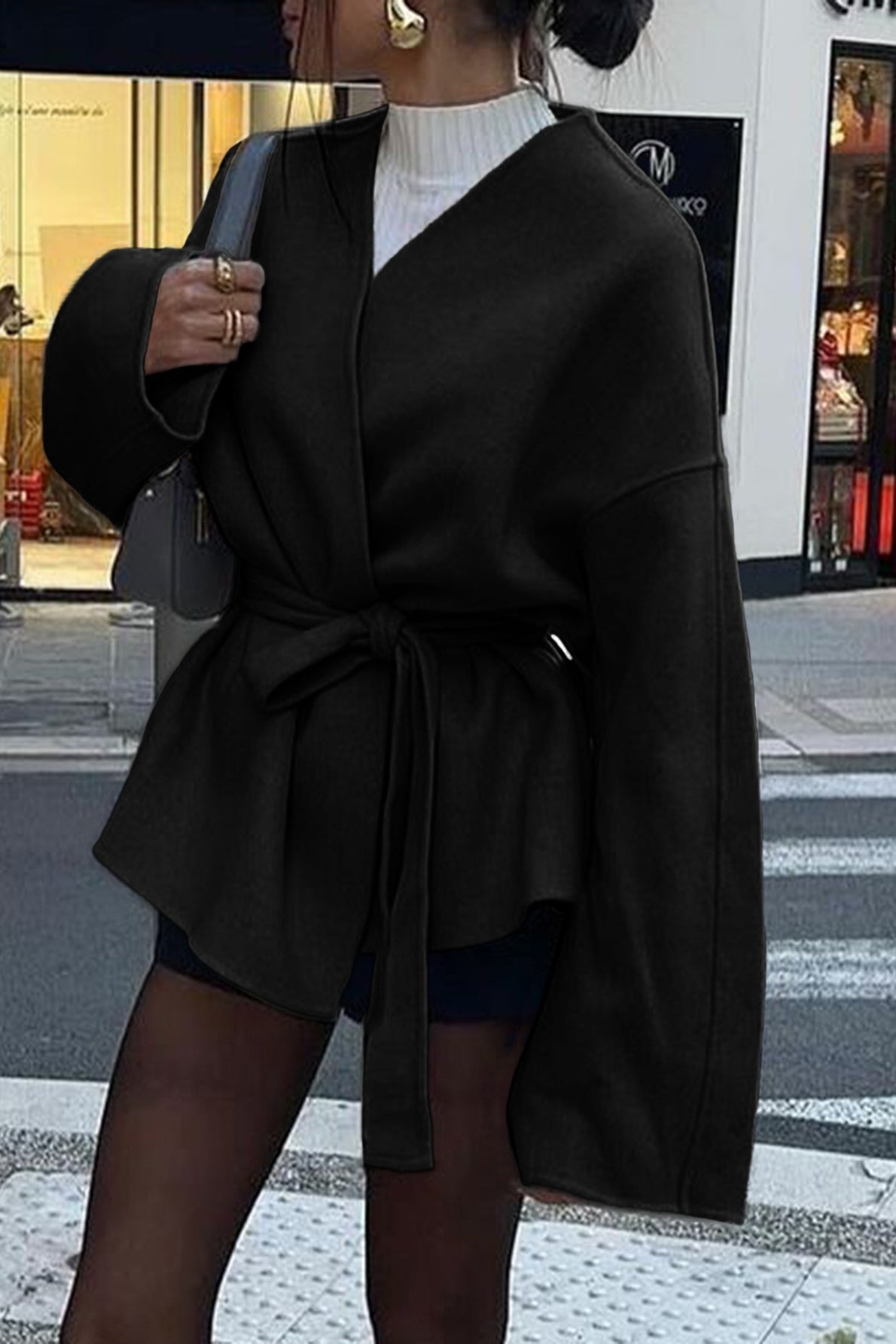 Tailored Long Sleeve Belted Trench Coat - Fashionpara