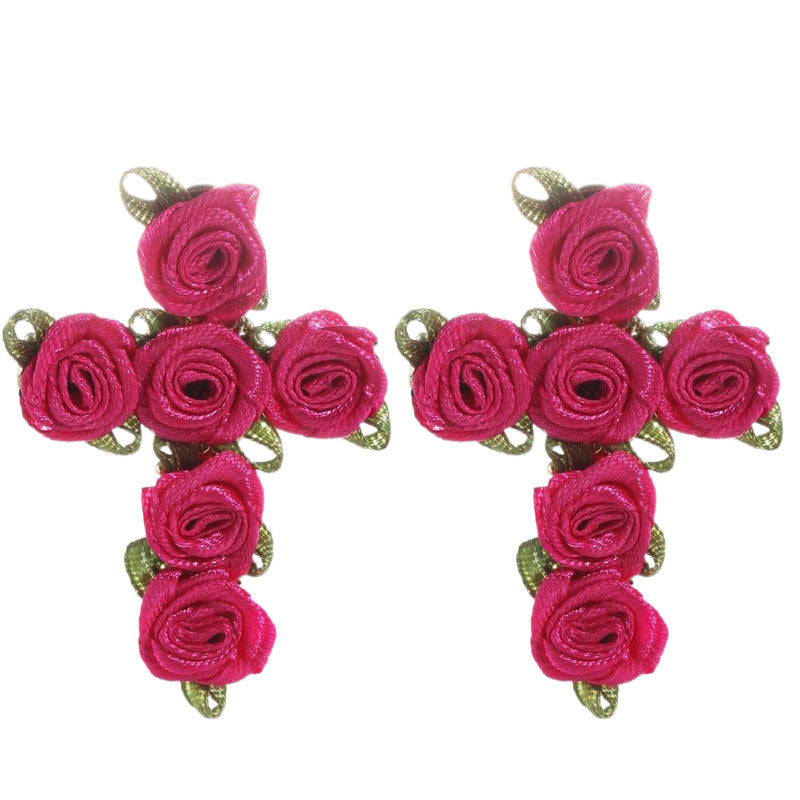 Handmade Fabric Cross Flower Earrings