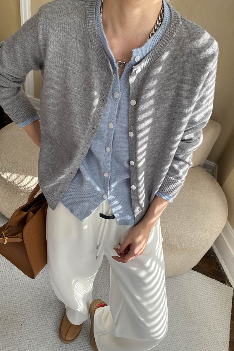 Contrast Panel Layering Cardigan