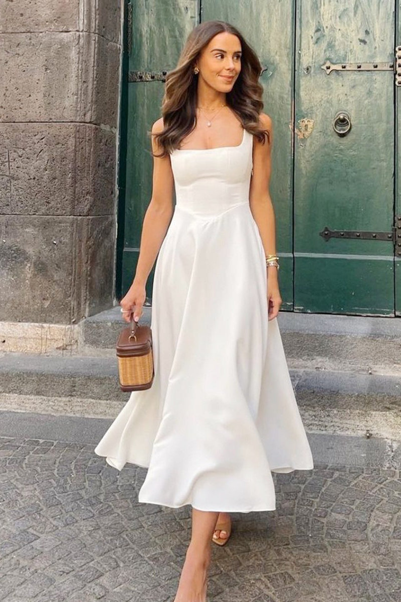 Simple Sleeveless Square Neck Work Dress
