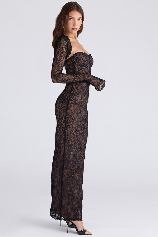 Lace Sheer Mesh Bodycon Dress