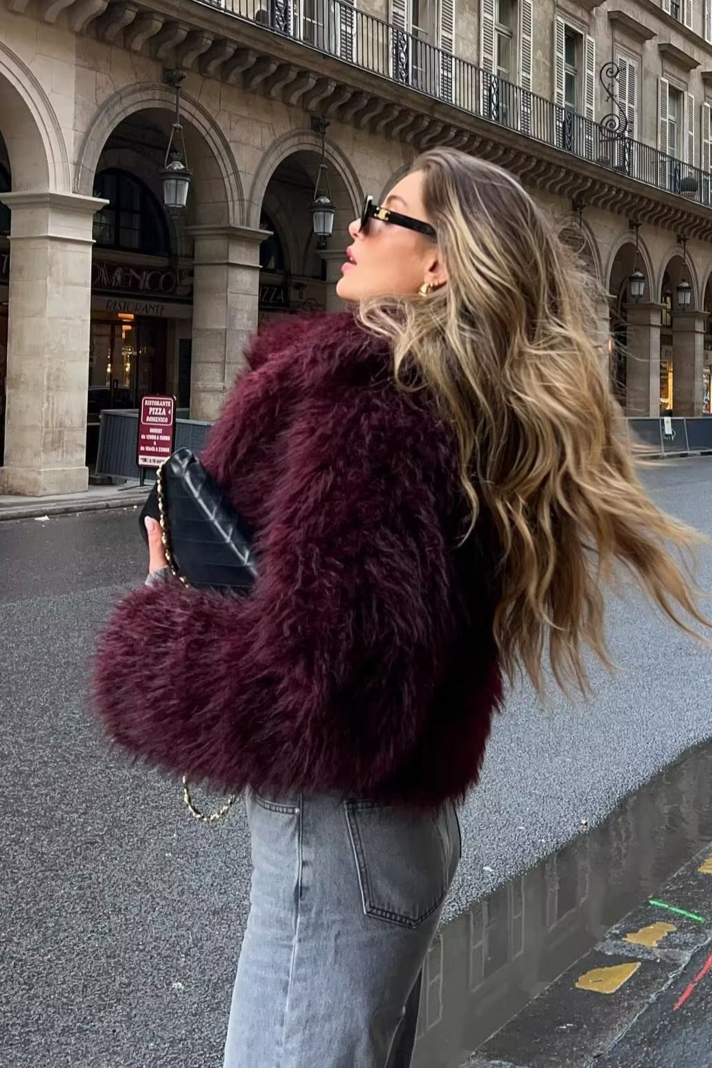 Thickened Plush Collar Solid Warm Short Coat