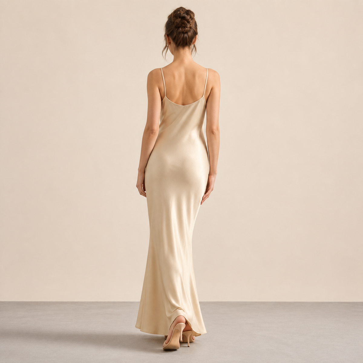 V-Neck Strappy Satin Slip Maxi Dress 6