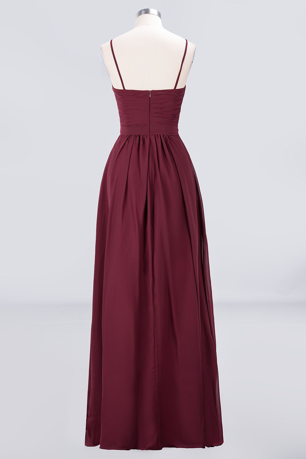 Chic Burgundy Sweetheart Long Bridesmaid Dresses With Spaghetti-Straps - Fashionpara