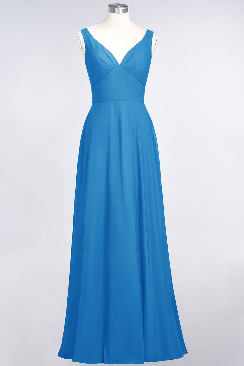 Chic Chiffon V-Neck Straps Ruffle Affordable Bridesmaid dresses with Open Back - Fashionpara